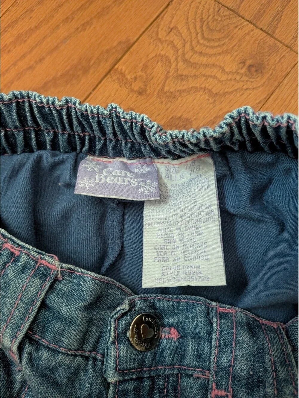 Vintage Y2K Care Bears Girl's 7/8 Denim Pleated Skirt Winter Wonderland Snow